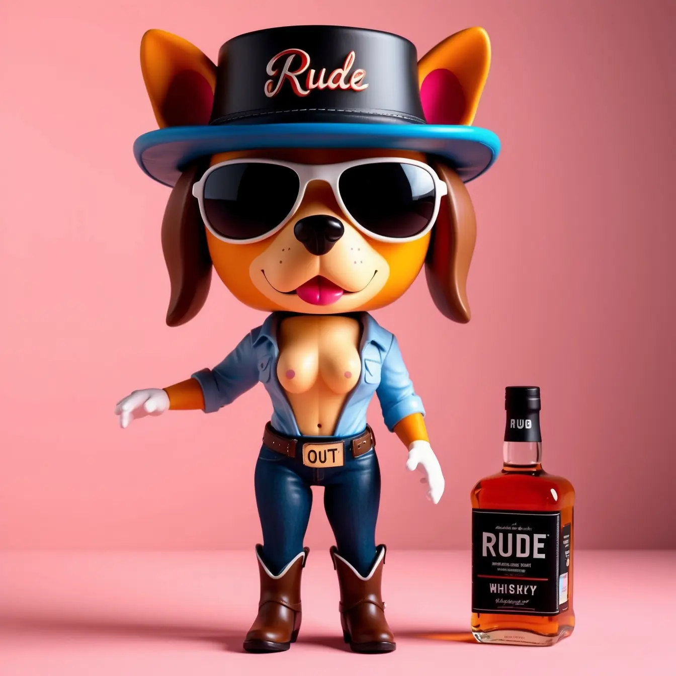 rude dog bobble head toy wif rude whiskey and titties out